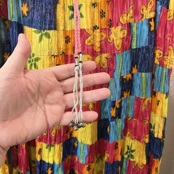 Silver Stream Women's Maxi Skirt One Size Patchwork Boho Broomstick Bright Color - Picture 2 of 10